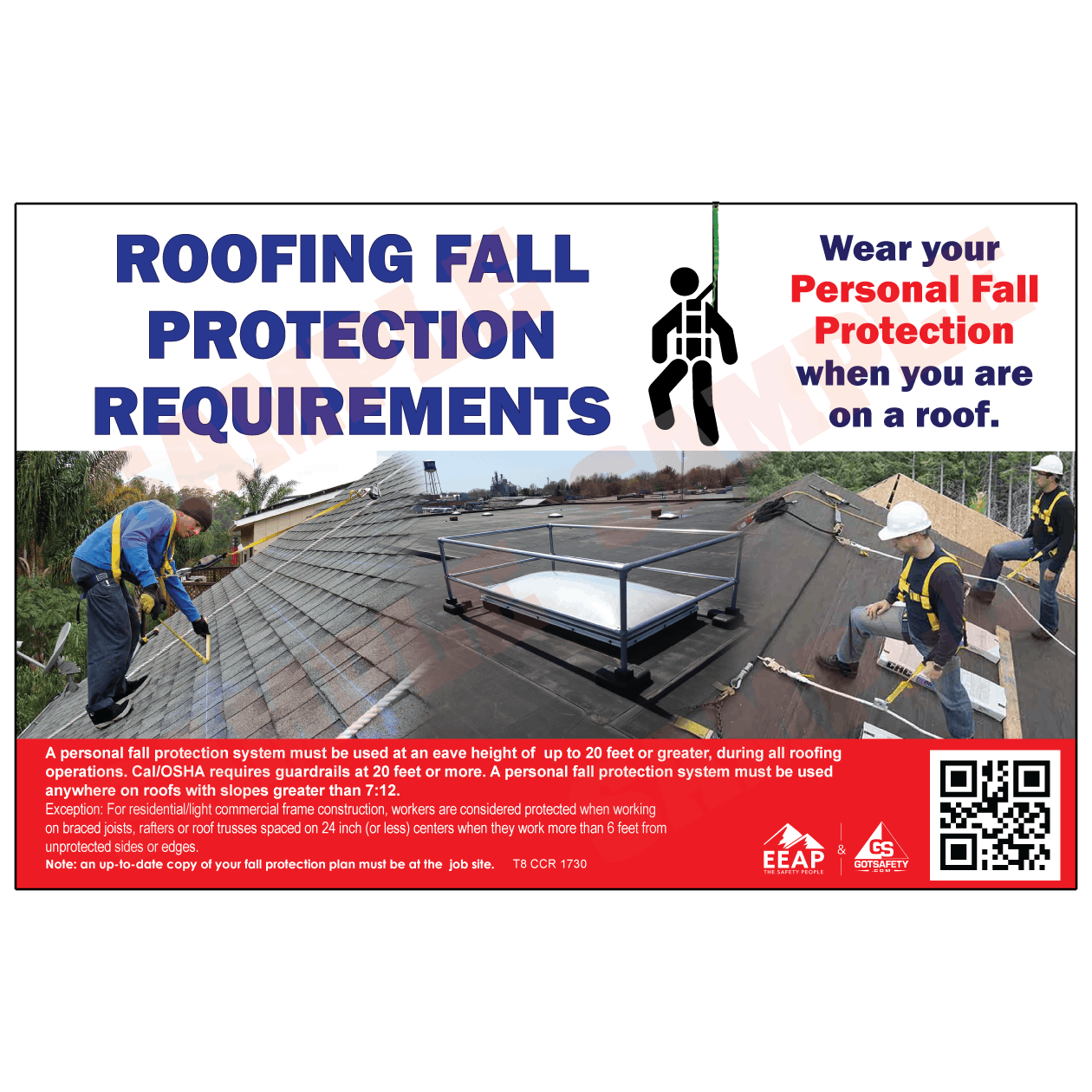 Roofing Fall Protection Poster (English)