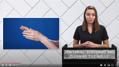 JANITORIAL: SCRUBBING AND CLEANING TILE WALLS video
